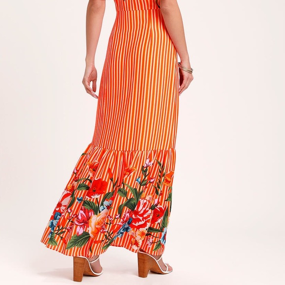 Lulu’s Roam the Riviera Orange Striped Maxi Dress - Picture 3 of 6